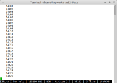 Traces of the application on serial port